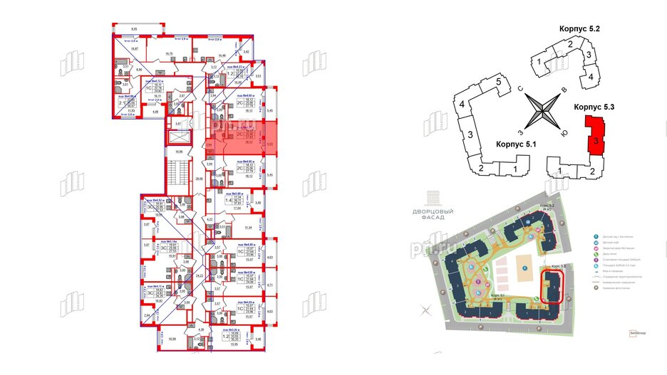 Квартира в ЖК 'Дворцовый фасад', студия, 25.06 м², 4 этаж