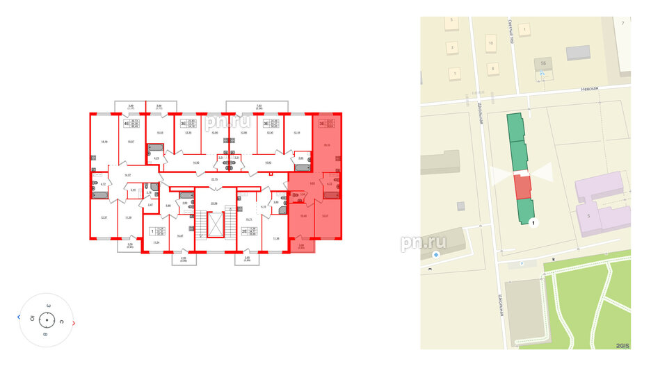 Квартира в ЖК «Дубровка. Park», 2 комнатная, 58.64 м², 2 этаж