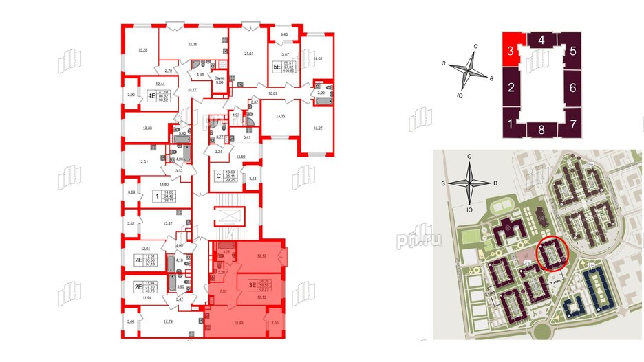 Квартира в ЖК Дубровский, 2 комнатная, 58.58 м², 4 этаж