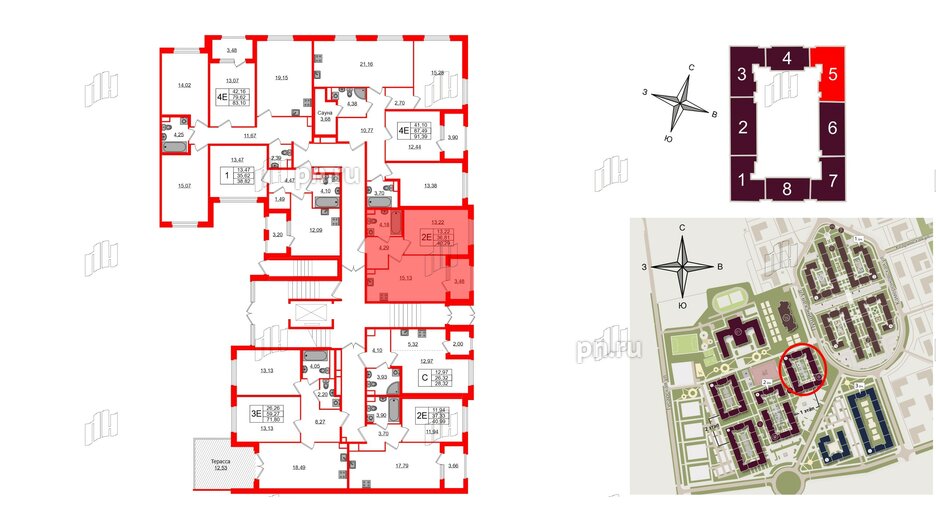 Квартира в ЖК Дубровский, 1 комнатная, 36.81 м², 1 этаж