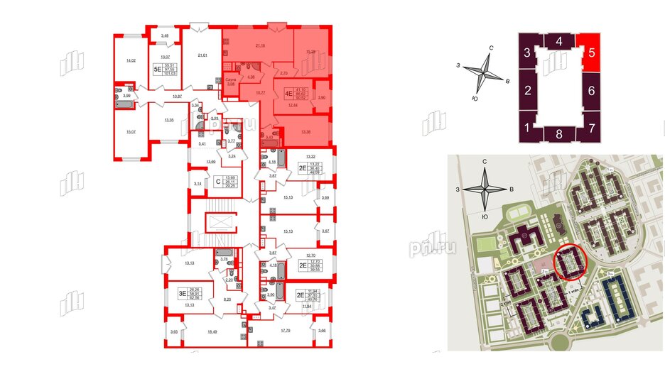 Квартира в ЖК Дубровский, 3 комнатная, 86.62 м², 2 этаж