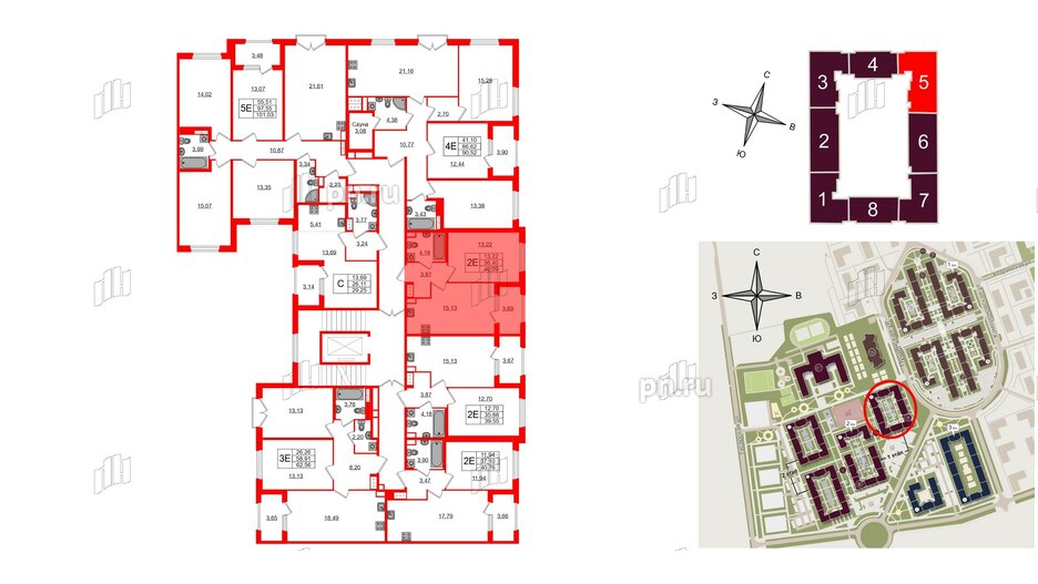 Квартира в ЖК Дубровский, 1 комнатная, 36.4 м², 2 этаж