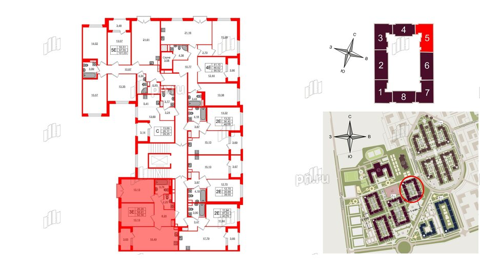 Квартира в ЖК Дубровский, 2 комнатная, 58.58 м², 2 этаж