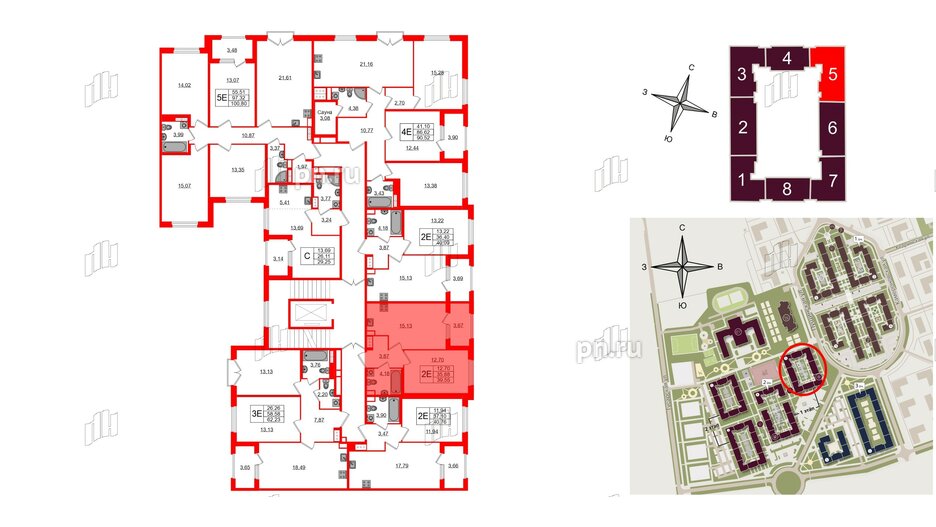 Квартира в ЖК Дубровский, 1 комнатная, 35.88 м², 4 этаж