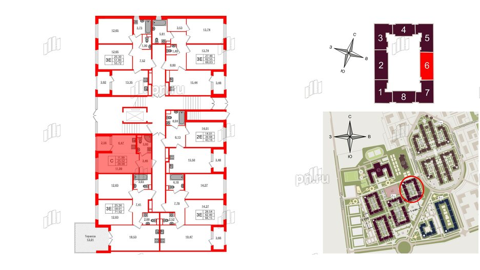 Квартира в ЖК Дубровский, студия, 25.52 м², 1 этаж