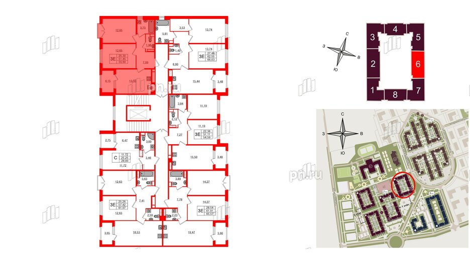 Квартира в ЖК Дубровский, 2 комнатная, 51.45 м², 2 этаж