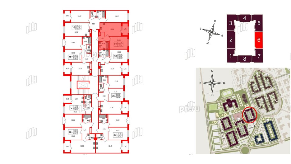 Квартира в ЖК Дубровский, 1 комнатная, 37.81 м², 3 этаж