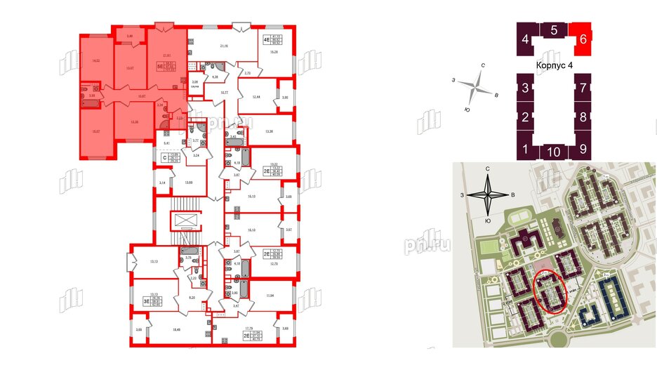 Квартира в ЖК Дубровский, 4 комнатная, 97.55 м², 2 этаж