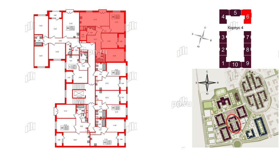 Квартира в ЖК Дубровский, 3 комнатная, 86.62 м², 2 этаж