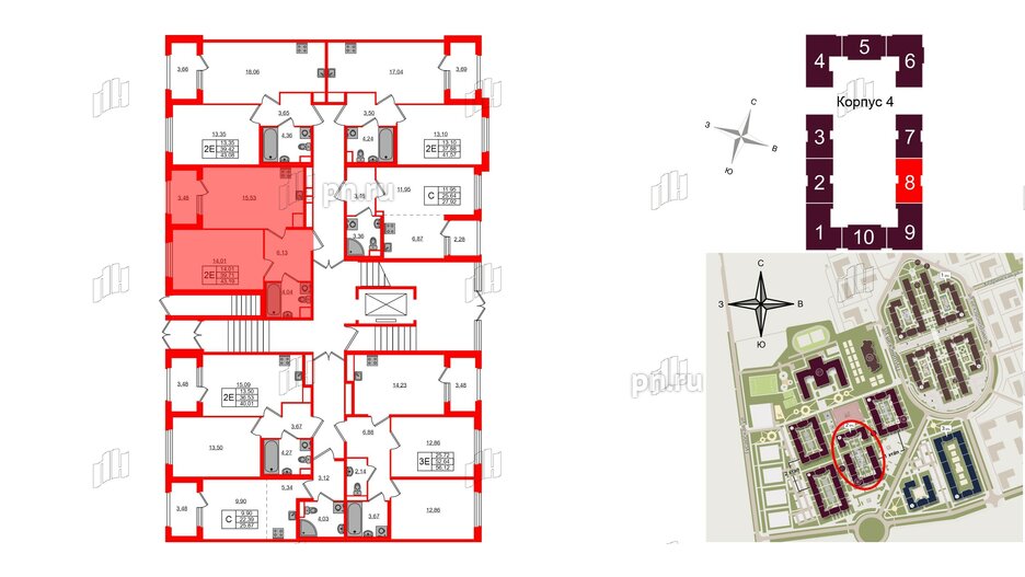 Квартира в ЖК Дубровский, 1 комнатная, 39.71 м², 1 этаж