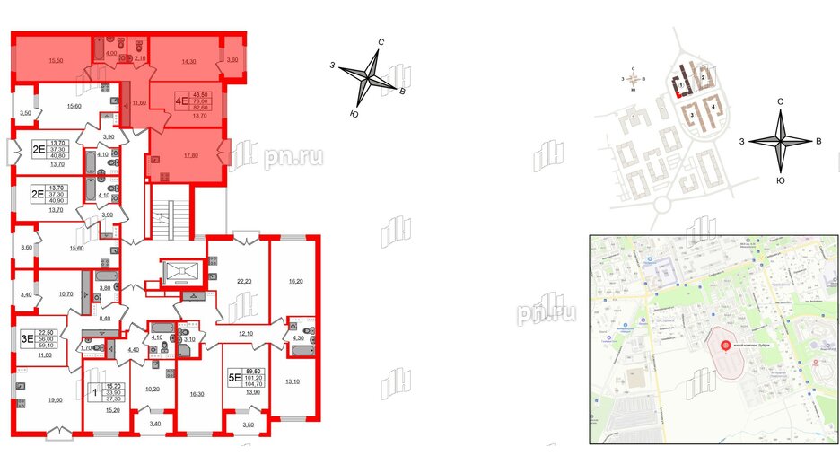 Квартира в ЖК Дубровский, 3 комнатная, 82.6 м², 2 этаж