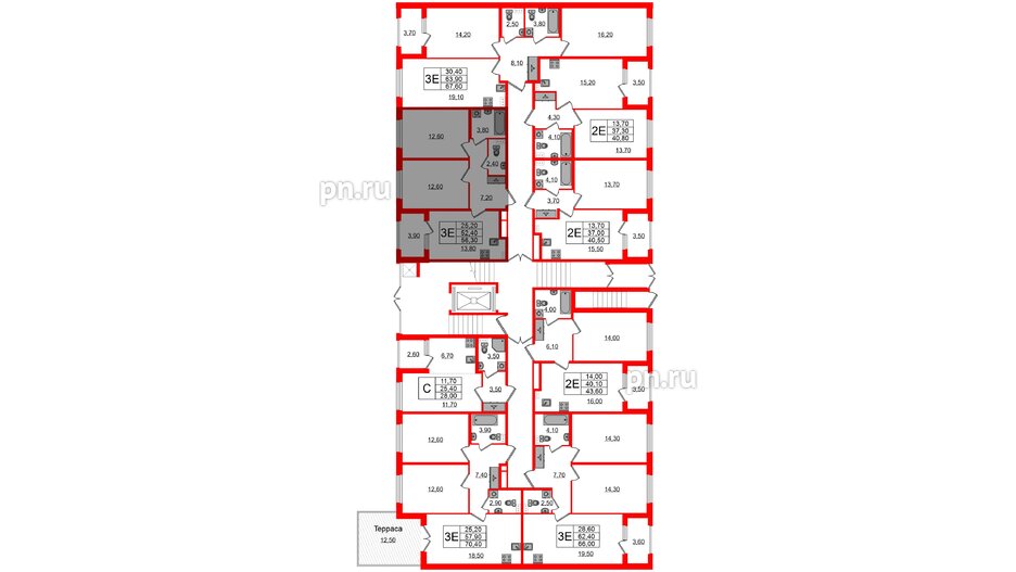 Квартира в ЖК Дубровский, 2 комнатная, 56.3 м², 1 этаж