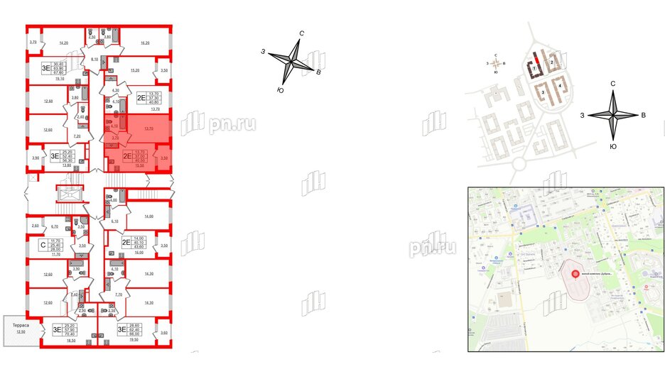 Квартира в ЖК Дубровский, 1 комнатная, 40.5 м², 1 этаж