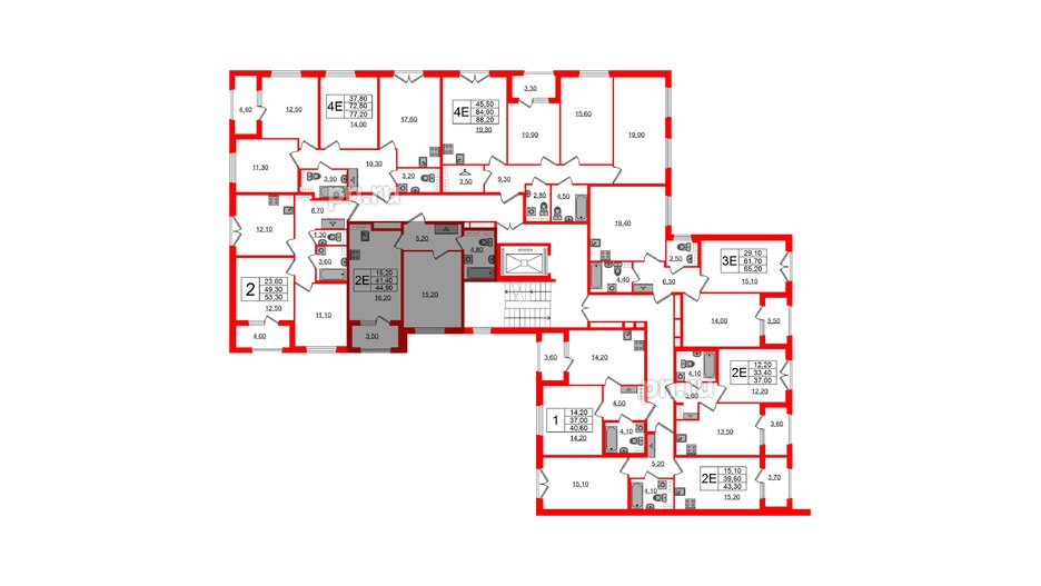 Квартира в ЖК Дубровский, 1 комнатная, 44.9 м², 2 этаж