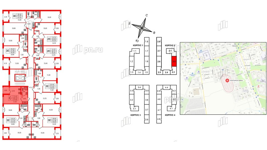 Квартира в ЖК Дубровский, студия, 27.9 м², 3 этаж