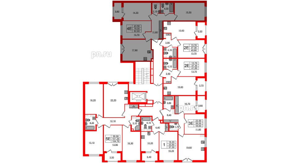 Квартира в ЖК Дубровский, 3 комнатная, 82.6 м², 3 этаж