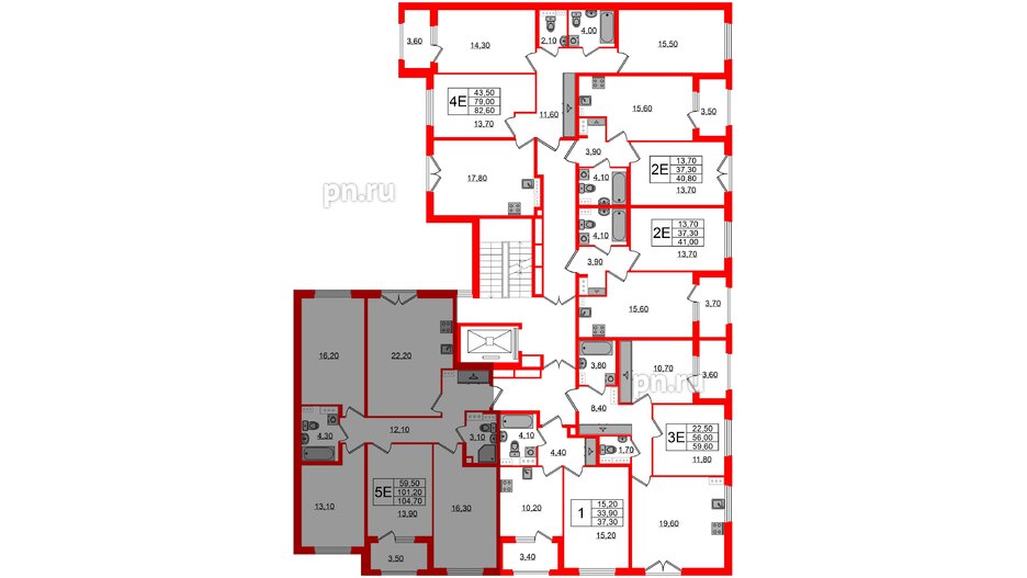 Квартира в ЖК Дубровский, 4 комнатная, 104.7 м², 3 этаж