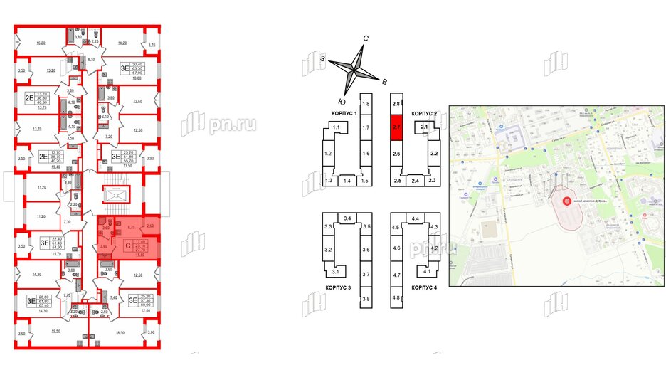 Квартира в ЖК Дубровский, студия, 27.7 м², 2 этаж