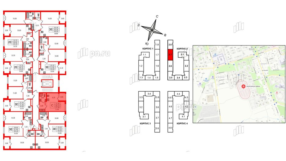 Квартира в ЖК Дубровский, студия, 27.9 м², 3 этаж