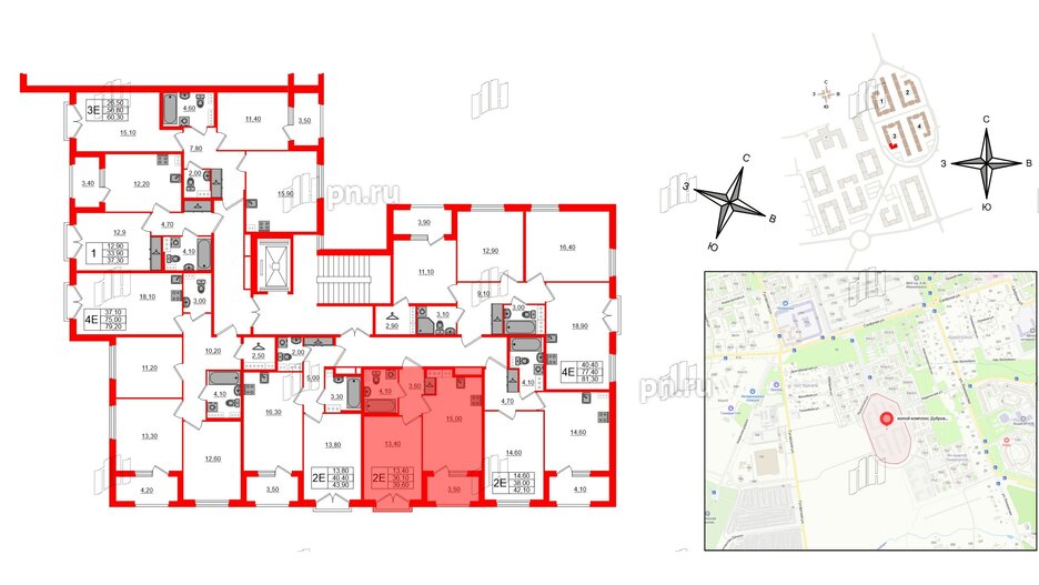 Квартира в ЖК Дубровский, 1 комнатная, 39.6 м², 2 этаж