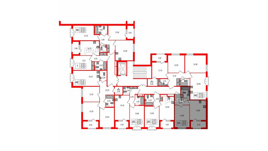 Квартира в ЖК Дубровский, 1 комнатная, 42.1 м², 2 этаж