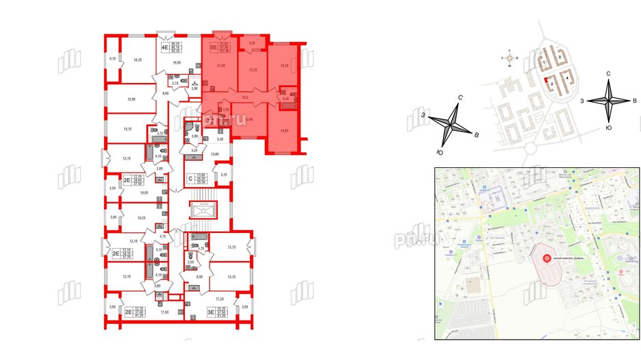 Квартира в ЖК Дубровский, 4 комнатная, 101.4 м², 2 этаж