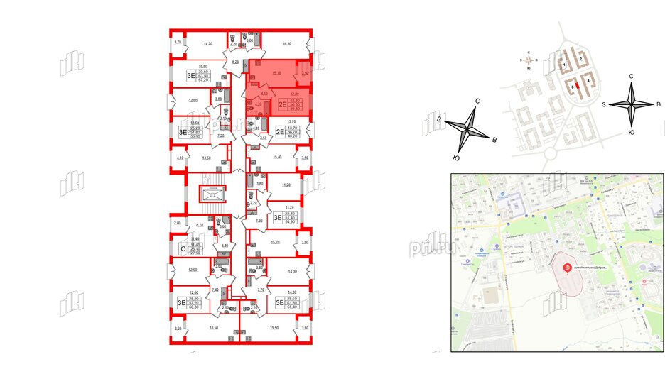 Квартира в ЖК Дубровский, 1 комнатная, 39.8 м², 4 этаж