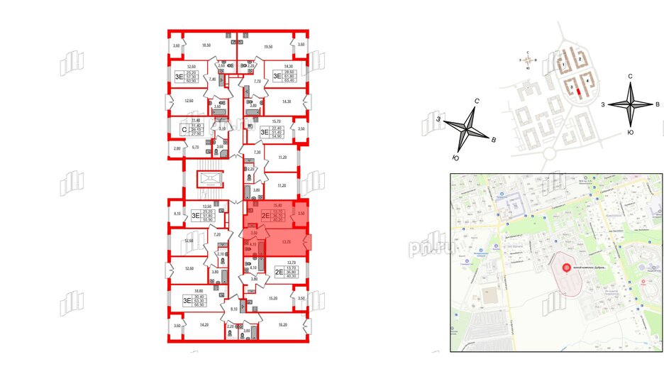 Квартира в ЖК Дубровский, 1 комнатная, 40.2 м², 4 этаж