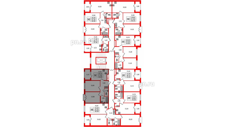 Квартира в ЖК Дубровский, 2 комнатная, 55.9 м², 4 этаж