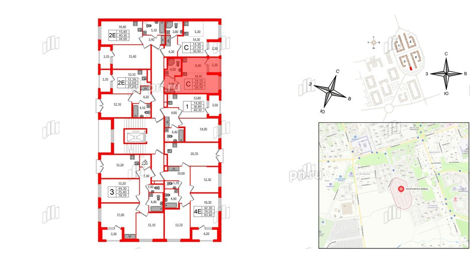 Квартира в ЖК Дубровский, студия, 29.7 м², 2 этаж