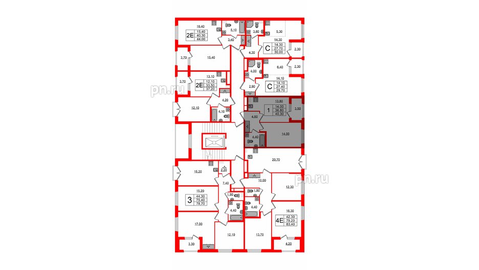 Квартира в ЖК Дубровский, 1 комнатная, 40.3 м², 2 этаж