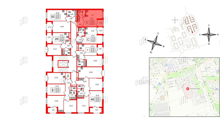 Квартира в ЖК Дубровский, студия, 29.8 м², 3 этаж