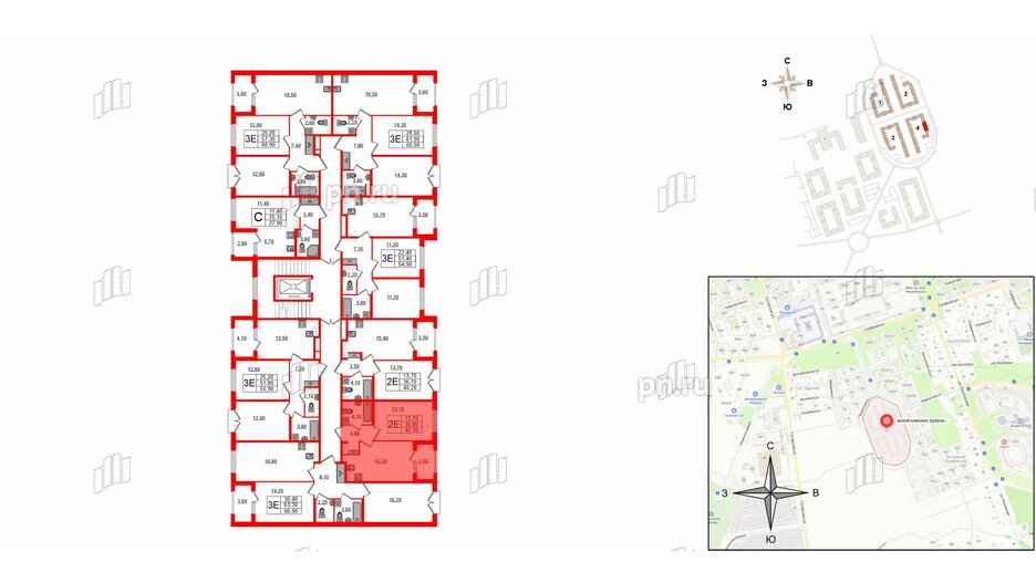 Квартира в ЖК Дубровский, 1 комнатная, 40.3 м², 3 этаж