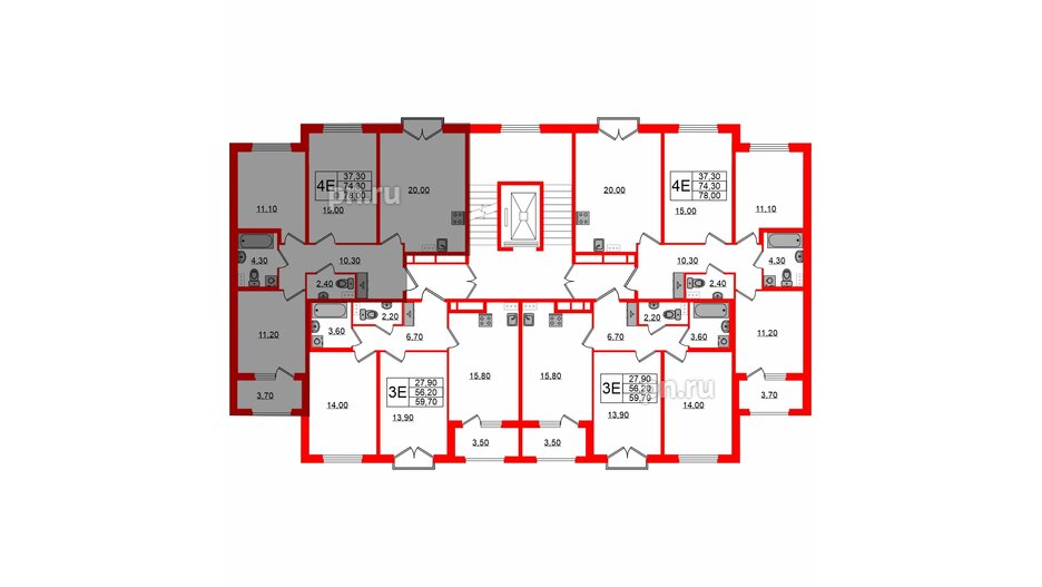 Квартира в ЖК Дубровский, 3 комнатная, 78 м², 2 этаж