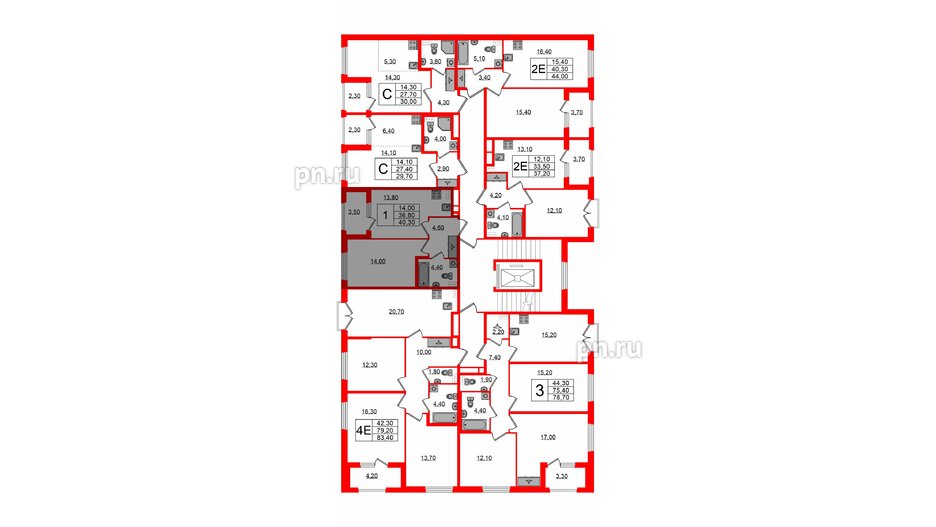 Квартира в ЖК Дубровский, 1 комнатная, 40.3 м², 2 этаж