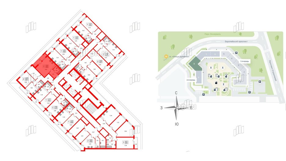 Квартира в ЖК Европейский парк, студия, 29.8 м², 3 этаж