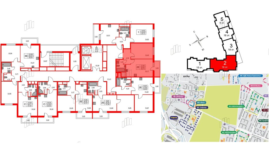 Квартира в ЖК Лето, 1 комнатная, 36.73 м², 16 этаж