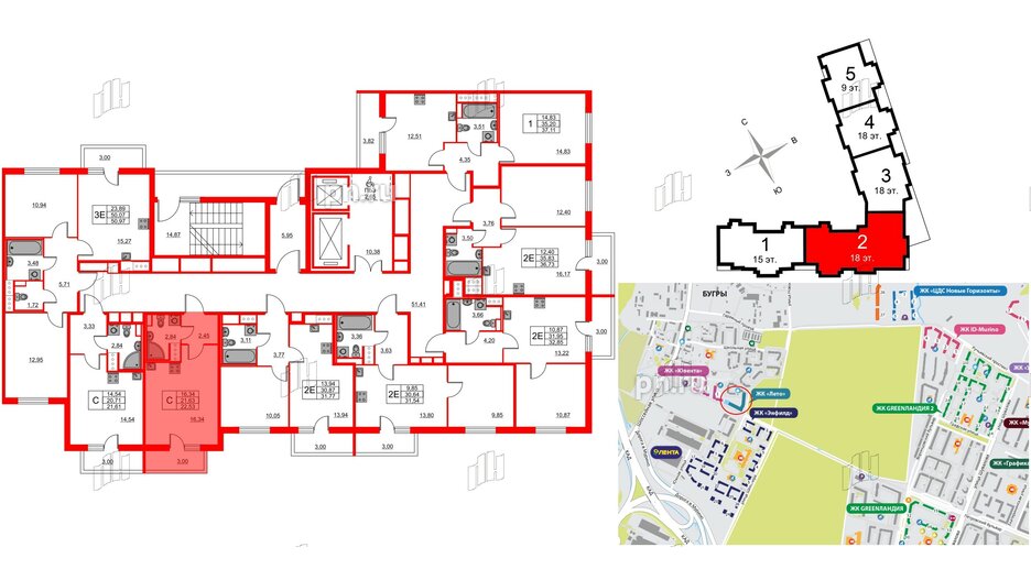 Квартира в ЖК Лето, студия, 22.53 м², 12 этаж