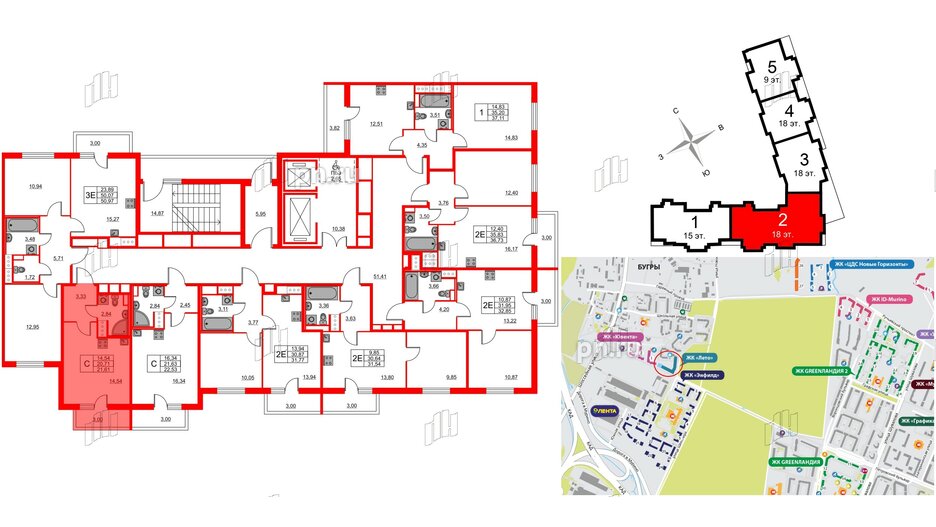 Квартира в ЖК Лето, студия, 21.61 м², 16 этаж