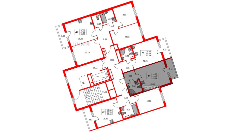 Квартира в ЖК Лето, студия, 24.14 м², 2 этаж