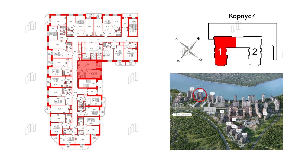 Квартира в ЖК Живи в Рыбацком, 1 комнатная, 36.04 м², 9 этаж