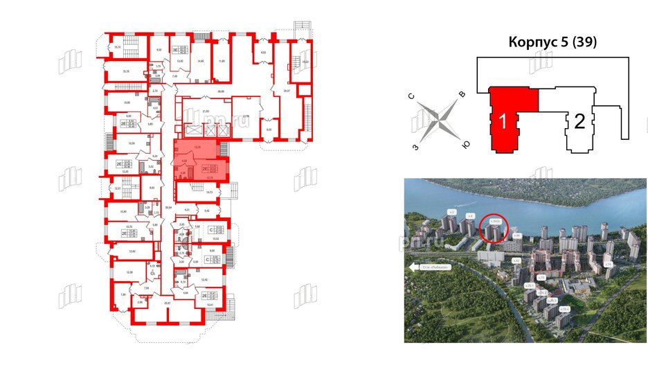 Квартира в ЖК Живи в Рыбацком, 1 комнатная, 34.93 м², 1 этаж