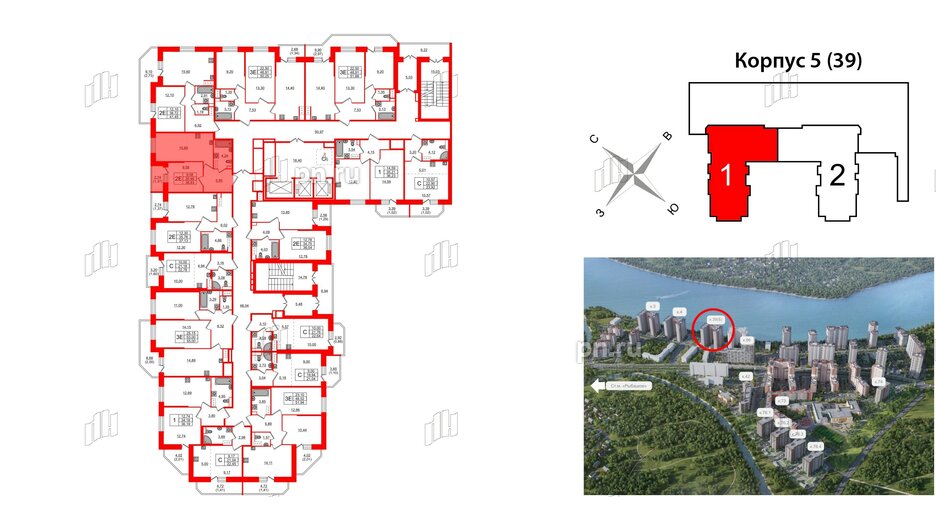 Квартира в ЖК Живи в Рыбацком, 1 комнатная, 35.46 м², 11 этаж