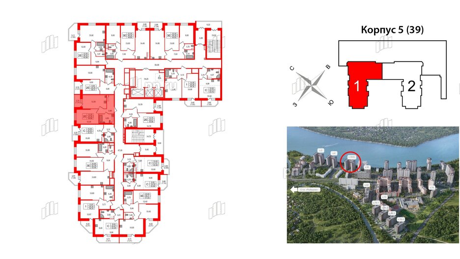 Квартира в ЖК Живи в Рыбацком, 1 комнатная, 35.29 м², 2 этаж