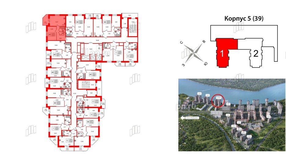 Квартира в ЖК Живи в Рыбацком, 1 комнатная, 38.49 м², 6 этаж