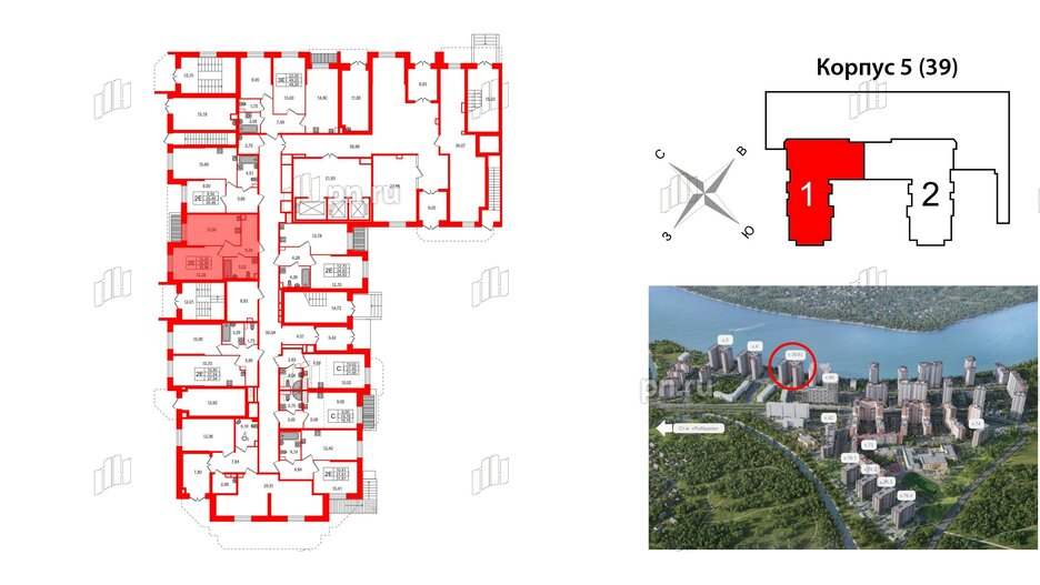 Квартира в ЖК Живи в Рыбацком, 1 комнатная, 35.96 м², 1 этаж