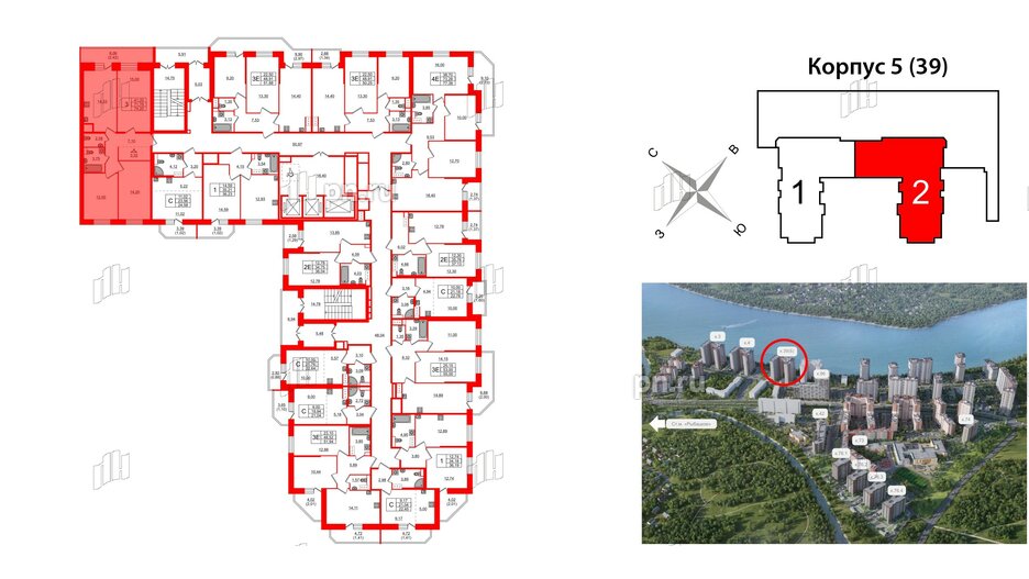 Квартира в ЖК Живи в Рыбацком, 3 комнатная, 71.78 м², 12 этаж