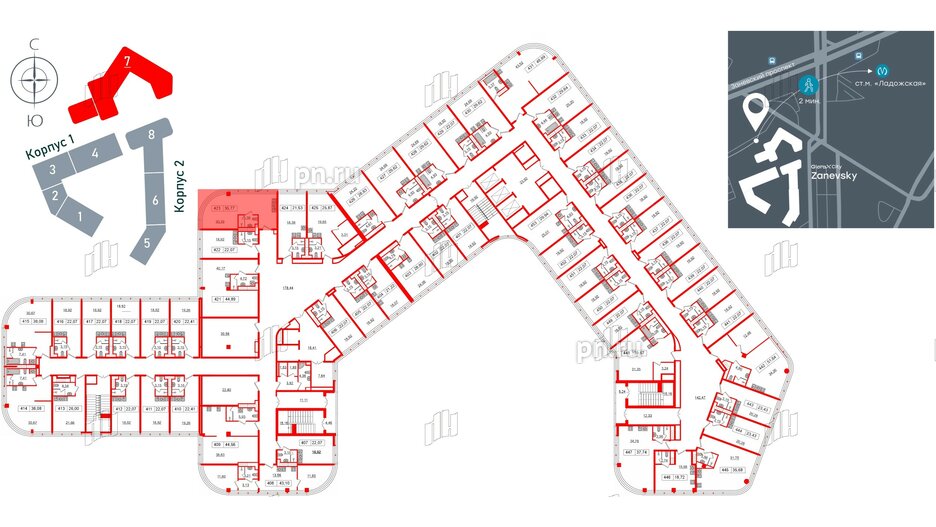 Апартаменты в ЖК Апарт-отель GloraX Заневский, студия, 35.77 м², 4 этаж