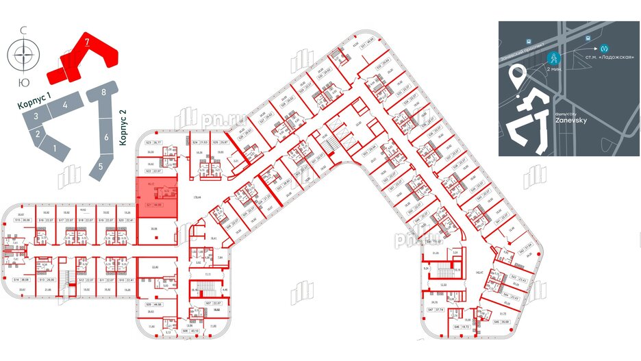 Апартаменты в ЖК Апарт-отель GloraX Заневский, студия, 44.89 м², 5 этаж