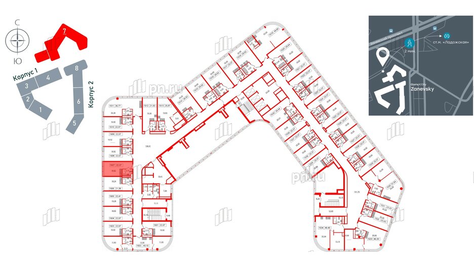 Апартаменты в ЖК Апарт-отель GloraX Заневский, студия, 22.07 м², 15 этаж